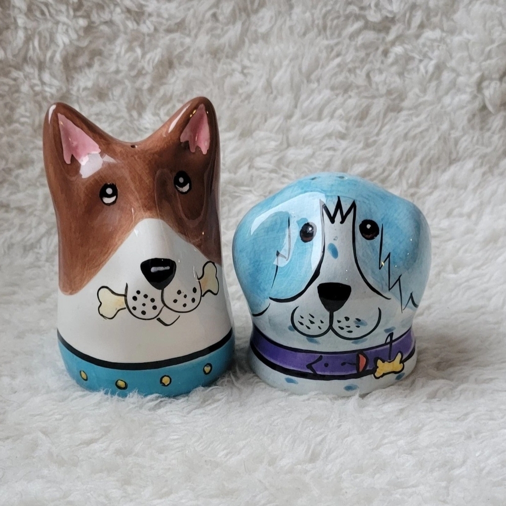 Y2K 2001 Dogzilla Ceramic Dog Head Salt & Pepper Shakers
